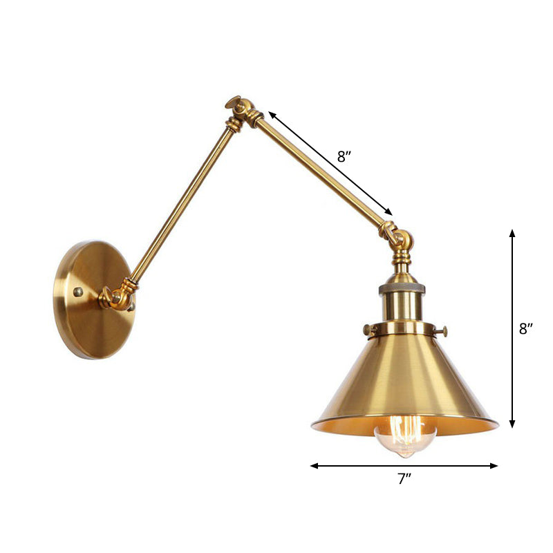 IJzeren Messing Taak Wandverlichting Golfvorm/Hoorngvorm/Conisch Enkel 6"/8" Brede Antieke Wandlamp met Swingarm