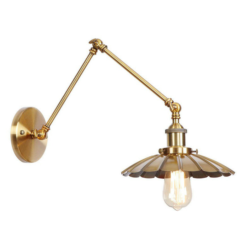 IJzeren Messing Taak Wandverlichting Golfvorm/Hoorngvorm/Conisch Enkel 6"/8" Brede Antieke Wandlamp met Swingarm