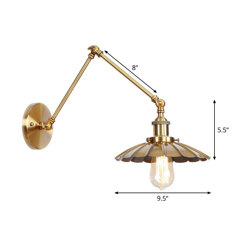 IJzeren Messing Taak Wandverlichting Golfvorm/Hoorngvorm/Conisch Enkel 6"/8" Brede Antieke Wandlamp met Swingarm