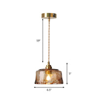 1-Lichts Hanglamp Rustieke Eetkamer Pendel Lamp met Ronde Amber Alabaster Glazen Kap in Messing
