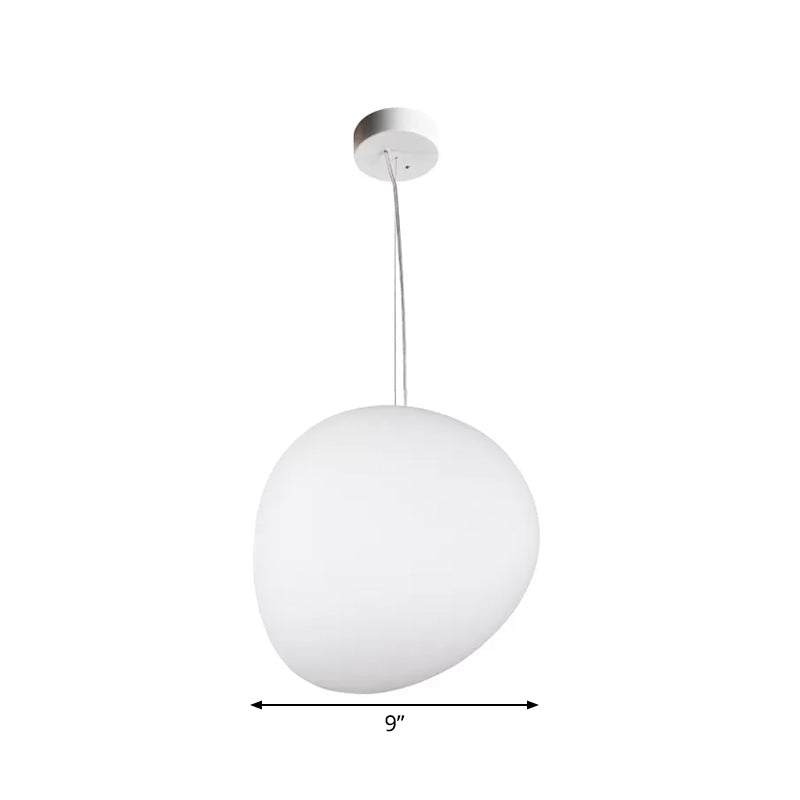 Vloeiende Kiezels Eetkamer Hanglamp Crème Glas 1 Hoofd Minimalistische Hangende Plafondlamp in Wit, 9"/12.5"/18" Breed