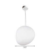 Vloeiende Kiezels Eetkamer Hanglamp Crème Glas 1 Hoofd Minimalistische Hangende Plafondlamp in Wit, 9"/12.5"/18" Breed