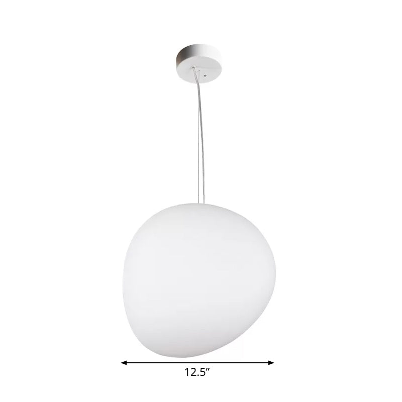 Vloeiende Kiezels Eetkamer Hanglamp Crème Glas 1 Hoofd Minimalistische Hangende Plafondlamp in Wit, 9"/12.5"/18" Breed
