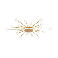Postmodern Starburst Flushmount Verlichting Frosted Glas 18-Lichts Postmodern Plafondlamp in Zwart/Goud