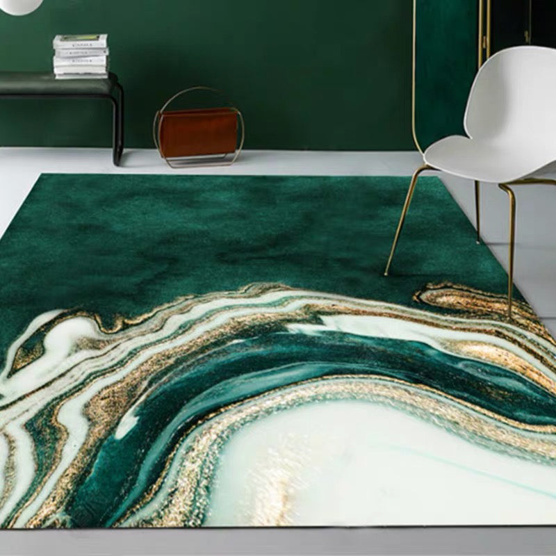 Groene Slaapkamer Tapijt Moderne Abstracte Marmer Patroon Vloerkleed Polyester Wasbaar Tapijt