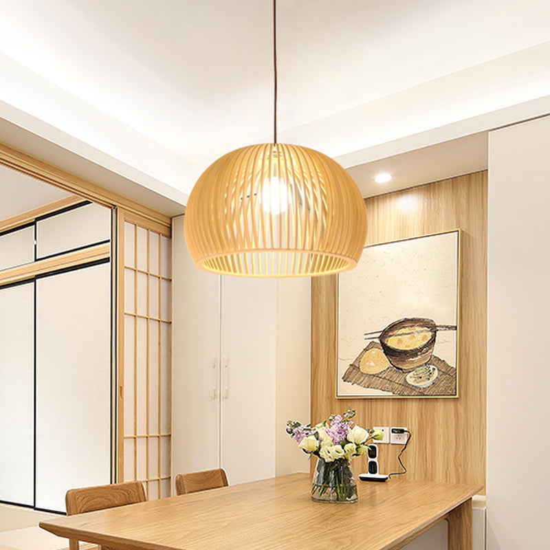 Uitlopende/Hemisphere/Uien Hanglamp Aziatische Bamboe 1 Licht Beige Klein/Groot Hanglamp voor Eetkamer