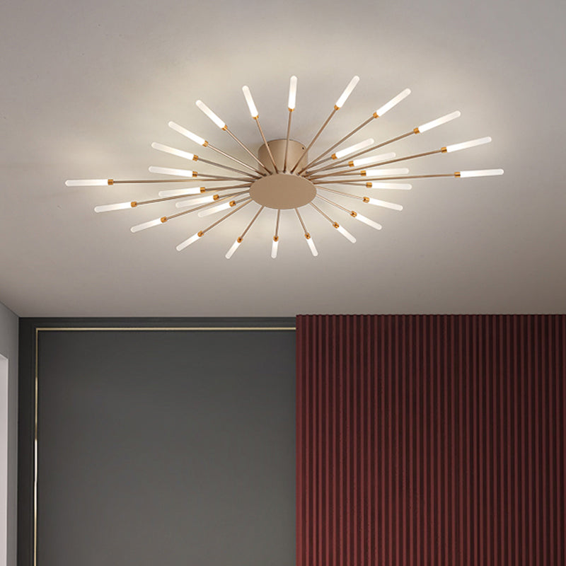 Zwarte/Gouden Burst Plafondlamp Hedendaags 12/18/28 Lichten Acryl LED Semi Flush Gemonteerde Lamp voor Slaapkamer