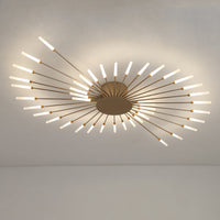 Zwarte/Gouden Burst Plafondlamp Hedendaags 12/18/28 Lichten Acryl LED Semi Flush Gemonteerde Lamp voor Slaapkamer
