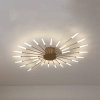 Zwarte/Gouden Burst Plafondlamp Hedendaags 12/18/28 Lichten Acryl LED Semi Flush Gemonteerde Lamp voor Slaapkamer