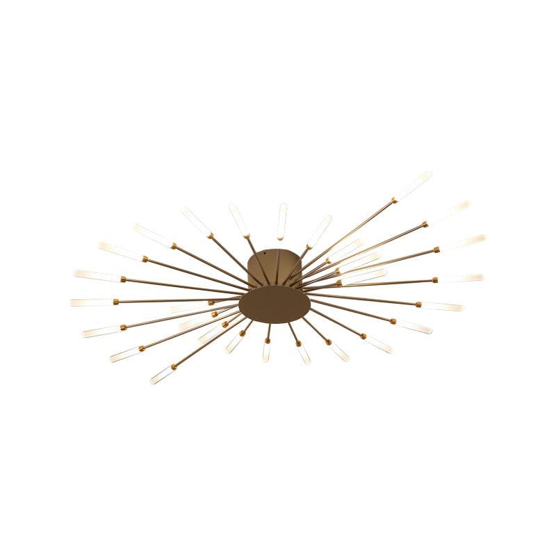Zwarte/Gouden Burst Plafondlamp Hedendaags 12/18/28 Lichten Acryl LED Semi Flush Gemonteerde Lamp voor Slaapkamer