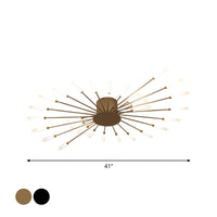 Zwarte/Gouden Burst Plafondlamp Hedendaags 12/18/28 Lichten Acryl LED Semi Flush Gemonteerde Lamp voor Slaapkamer