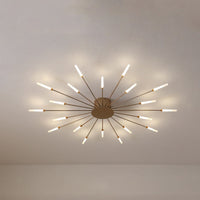 Zwarte/Gouden Burst Plafondlamp Hedendaags 12/18/28 Lichten Acryl LED Semi Flush Gemonteerde Lamp voor Slaapkamer