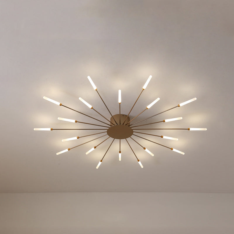 Zwarte/Gouden Burst Plafondlamp Hedendaags 12/18/28 Lichten Acryl LED Semi Flush Gemonteerde Lamp voor Slaapkamer