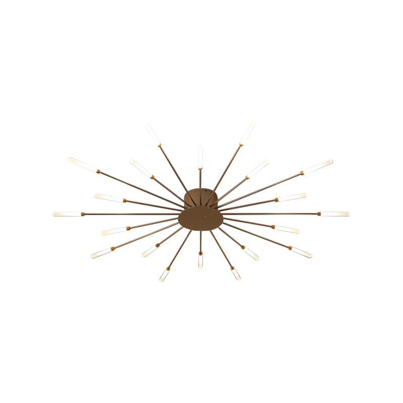 Zwarte/Gouden Burst Plafondlamp Hedendaags 12/18/28 Lichten Acryl LED Semi Flush Gemonteerde Lamp voor Slaapkamer