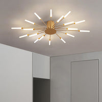 Zwarte/Gouden Burst Plafondlamp Hedendaags 12/18/28 Lichten Acryl LED Semi Flush Gemonteerde Lamp voor Slaapkamer
