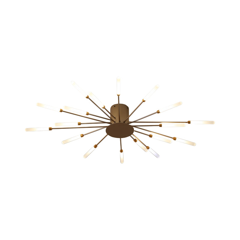 Zwarte/Gouden Burst Plafondlamp Hedendaags 12/18/28 Lichten Acryl LED Semi Flush Gemonteerde Lamp voor Slaapkamer
