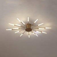 Zwarte/Gouden Burst Plafondlamp Hedendaags 12/18/28 Lichten Acryl LED Semi Flush Gemonteerde Lamp voor Slaapkamer