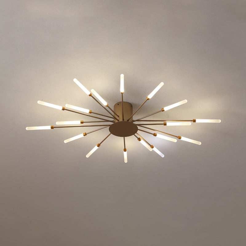 Zwarte/Gouden Burst Plafondlamp Hedendaags 12/18/28 Lichten Acryl LED Semi Flush Gemonteerde Lamp voor Slaapkamer