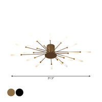 Zwarte/Gouden Burst Plafondlamp Hedendaags 12/18/28 Lichten Acryl LED Semi Flush Gemonteerde Lamp voor Slaapkamer