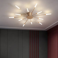 Zwarte/Gouden Burst Plafondlamp Hedendaags 12/18/28 Lichten Acryl LED Semi Flush Gemonteerde Lamp voor Slaapkamer