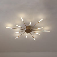 Zwarte/Gouden Burst Plafondlamp Hedendaags 12/18/28 Lichten Acryl LED Semi Flush Gemonteerde Lamp voor Slaapkamer