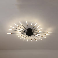Zwarte/Gouden Burst Plafondlamp Hedendaags 12/18/28 Lichten Acryl LED Semi Flush Gemonteerde Lamp voor Slaapkamer