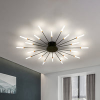 Zwarte/Gouden Burst Plafondlamp Hedendaags 12/18/28 Lichten Acryl LED Semi Flush Gemonteerde Lamp voor Slaapkamer