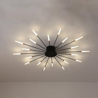 Zwarte/Gouden Burst Plafondlamp Hedendaags 12/18/28 Lichten Acryl LED Semi Flush Gemonteerde Lamp voor Slaapkamer