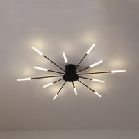 Zwarte/Gouden Burst Plafondlamp Hedendaags 12/18/28 Lichten Acryl LED Semi Flush Gemonteerde Lamp voor Slaapkamer