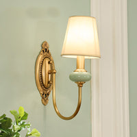 Gouden Swoop Wandlamp Traditionele Metalen 1/2-Kop Gouden Wandlamp met Conische Schaduw en Faux Jade Decor