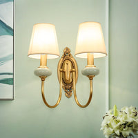 Gouden Swoop Wandlamp Traditionele Metalen 1/2-Kop Gouden Wandlamp met Conische Schaduw en Faux Jade Decor