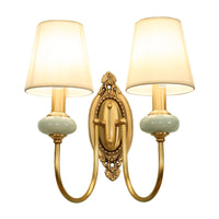 Gouden Swoop Wandlamp Traditionele Metalen 1/2-Kop Gouden Wandlamp met Conische Schaduw en Faux Jade Decor