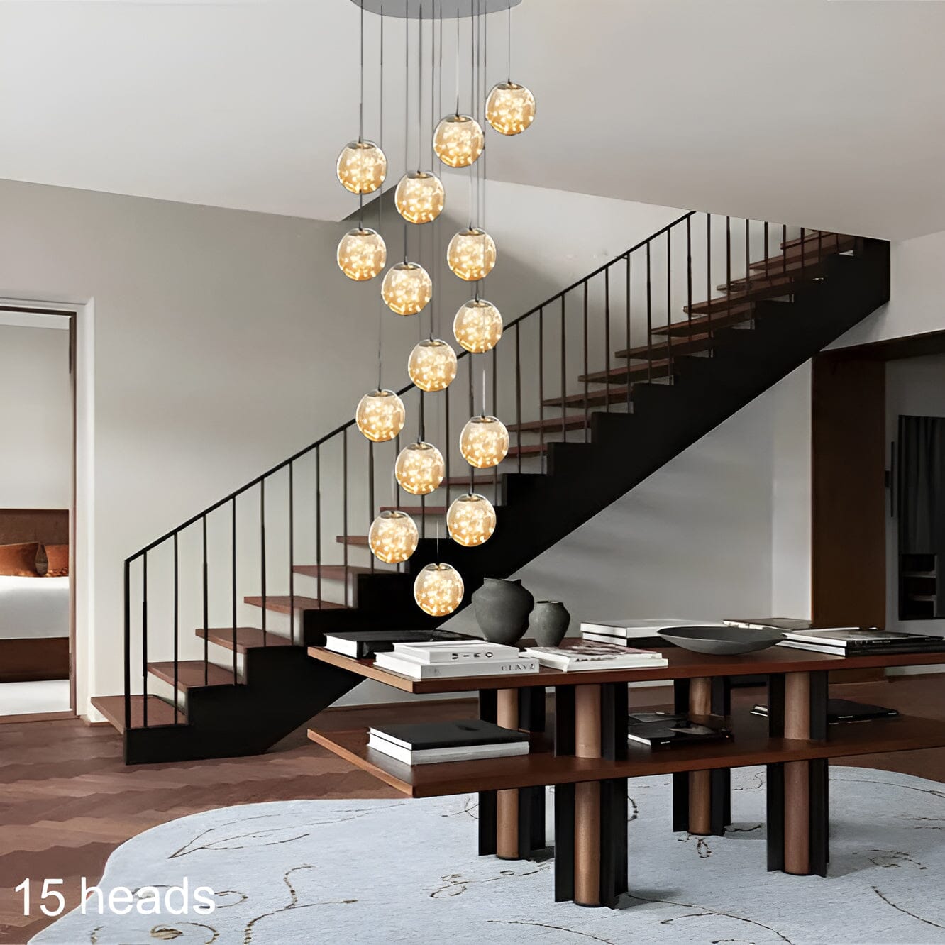AstraLumen Glazen Bol Trap Chandelier Verhoogt Trapverlichting