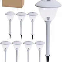 Set van 8 Zonne-energie Tuinpad Lichten met Metalen Kap en Helder Glas