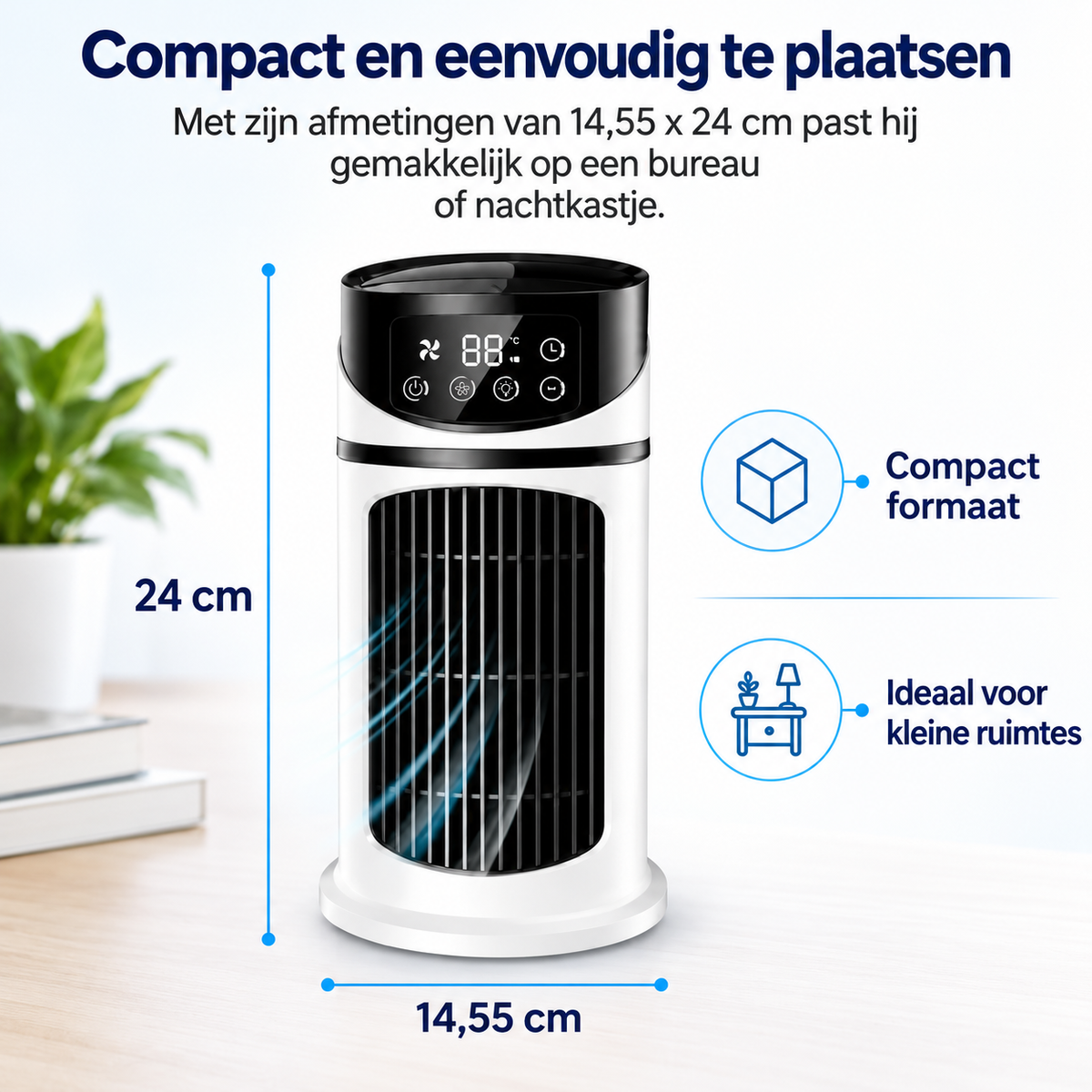 Burea ventilator met verdampingskoelsysteem – USB, 6 snelheden