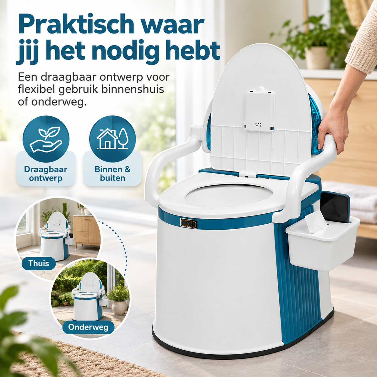 Draagbaar Toilet voor Volwassenen en Ouderen met Ergonomisch Ontwerp