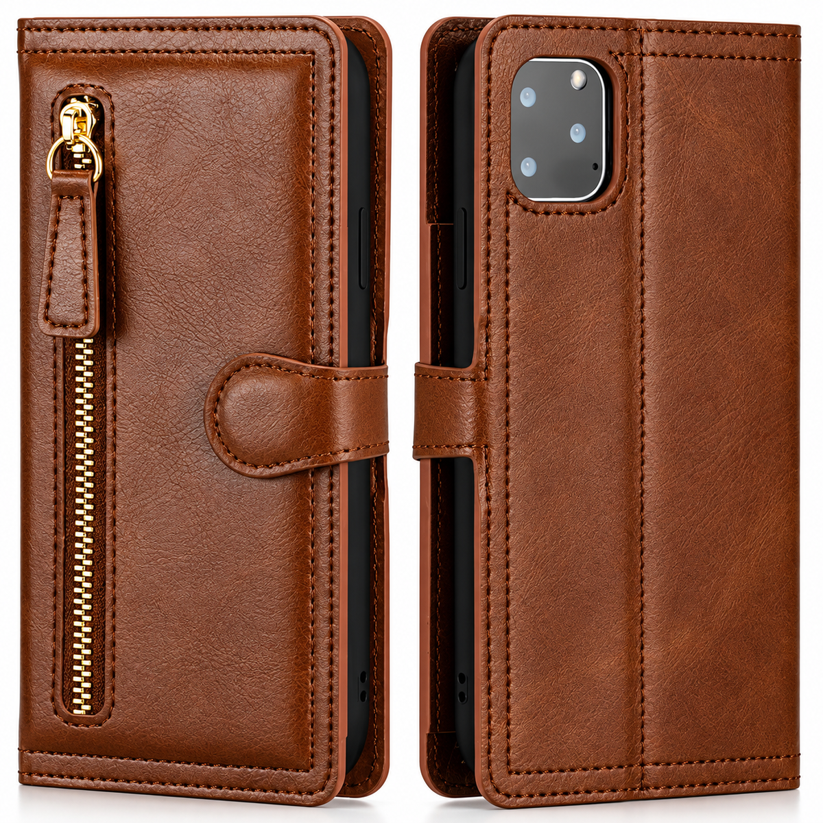 Premium Leer iPhone Flip Portemonnee & Stand Case