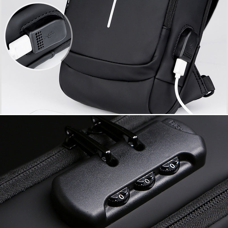Diefstalbeveiligde schoudertas met USB-oplaadpoort