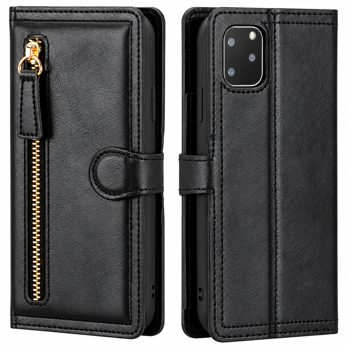 Premium Leer iPhone Flip Portemonnee & Stand Case