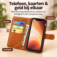 Premium Leer iPhone Flip Portemonnee & Stand Case