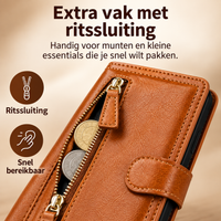 Premium Leer iPhone Flip Portemonnee & Stand Case