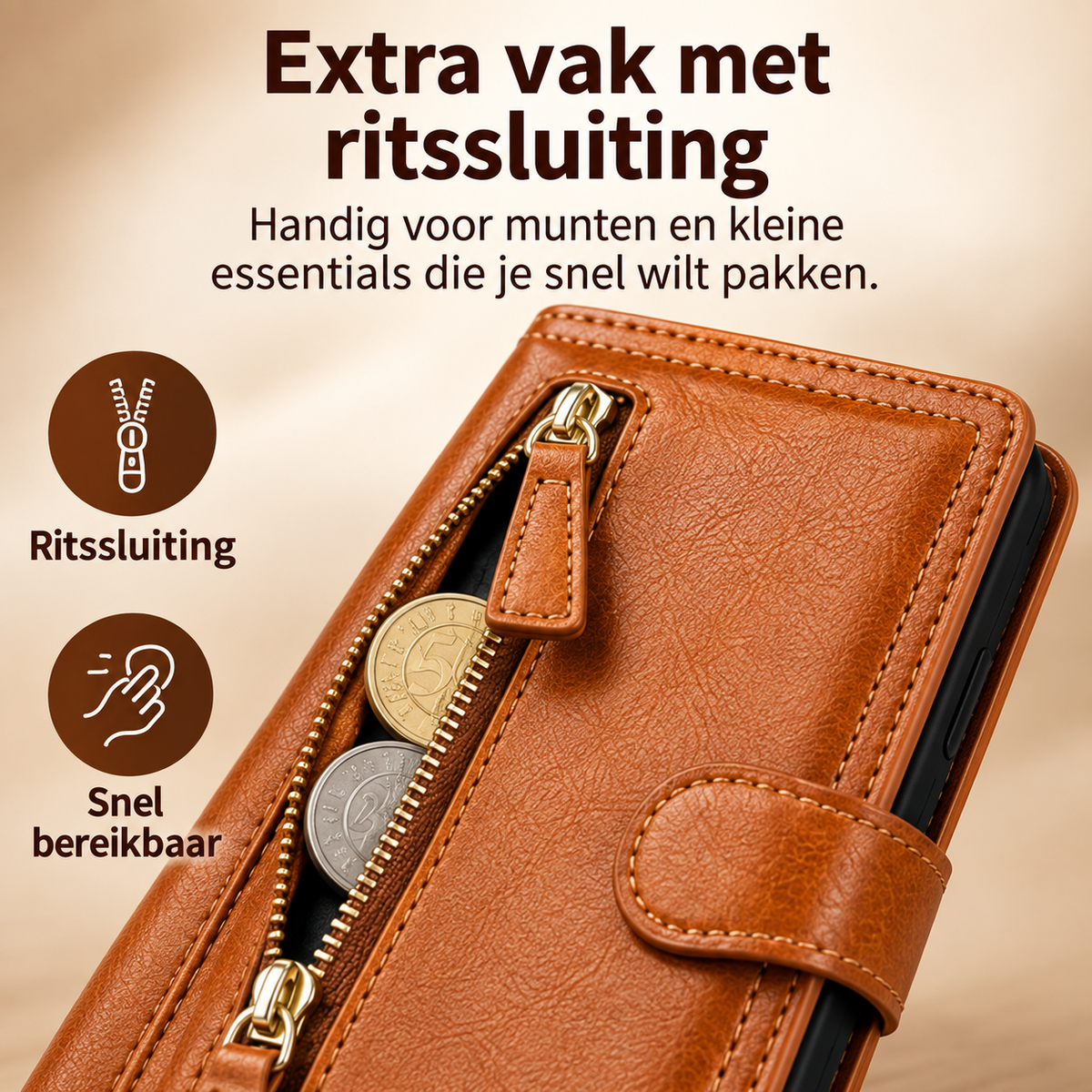 Premium Leer iPhone Flip Portemonnee & Stand Case