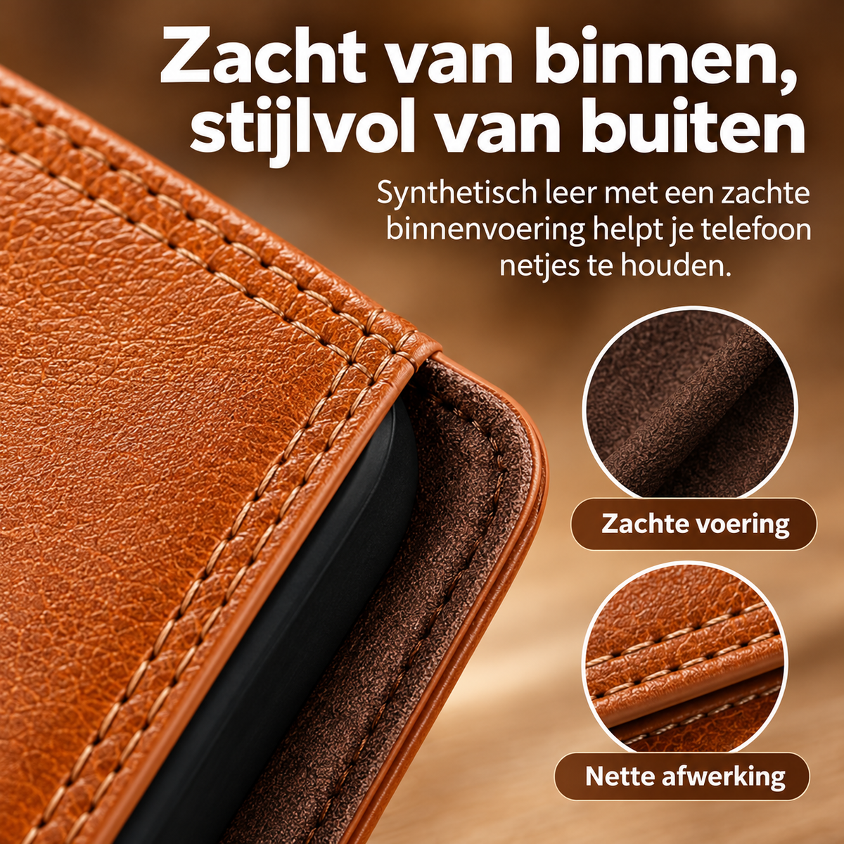 Premium Leer iPhone Flip Portemonnee & Stand Case