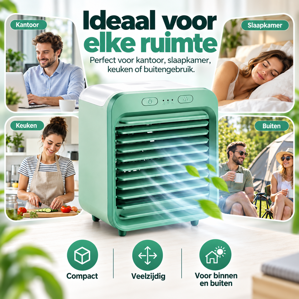 Draagbare luchtkoeler voor op het bureau
