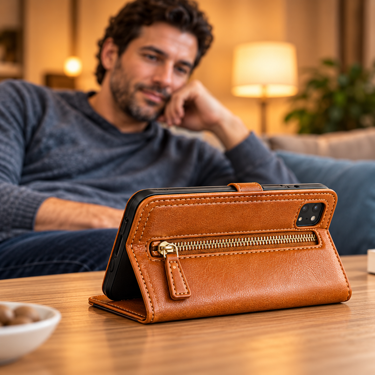 Premium Leer iPhone Flip Portemonnee & Stand Case