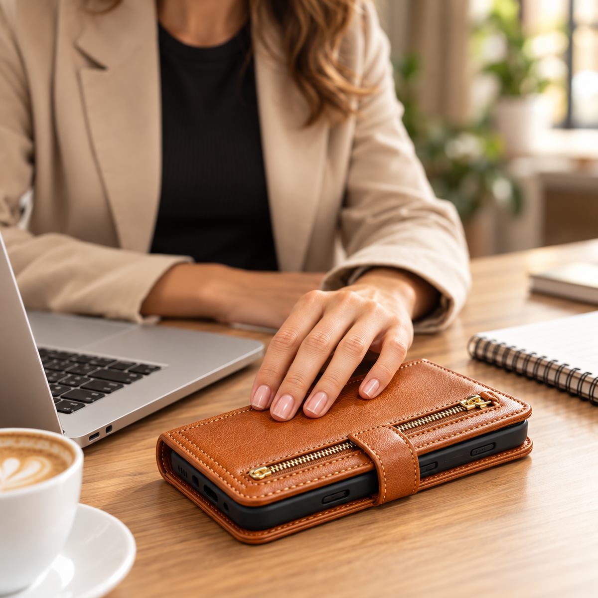 Premium Leer iPhone Flip Portemonnee & Stand Case