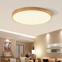 Nordic Massief Houten Ronde Ultra-dunne LED Plafondlamp 1-Licht