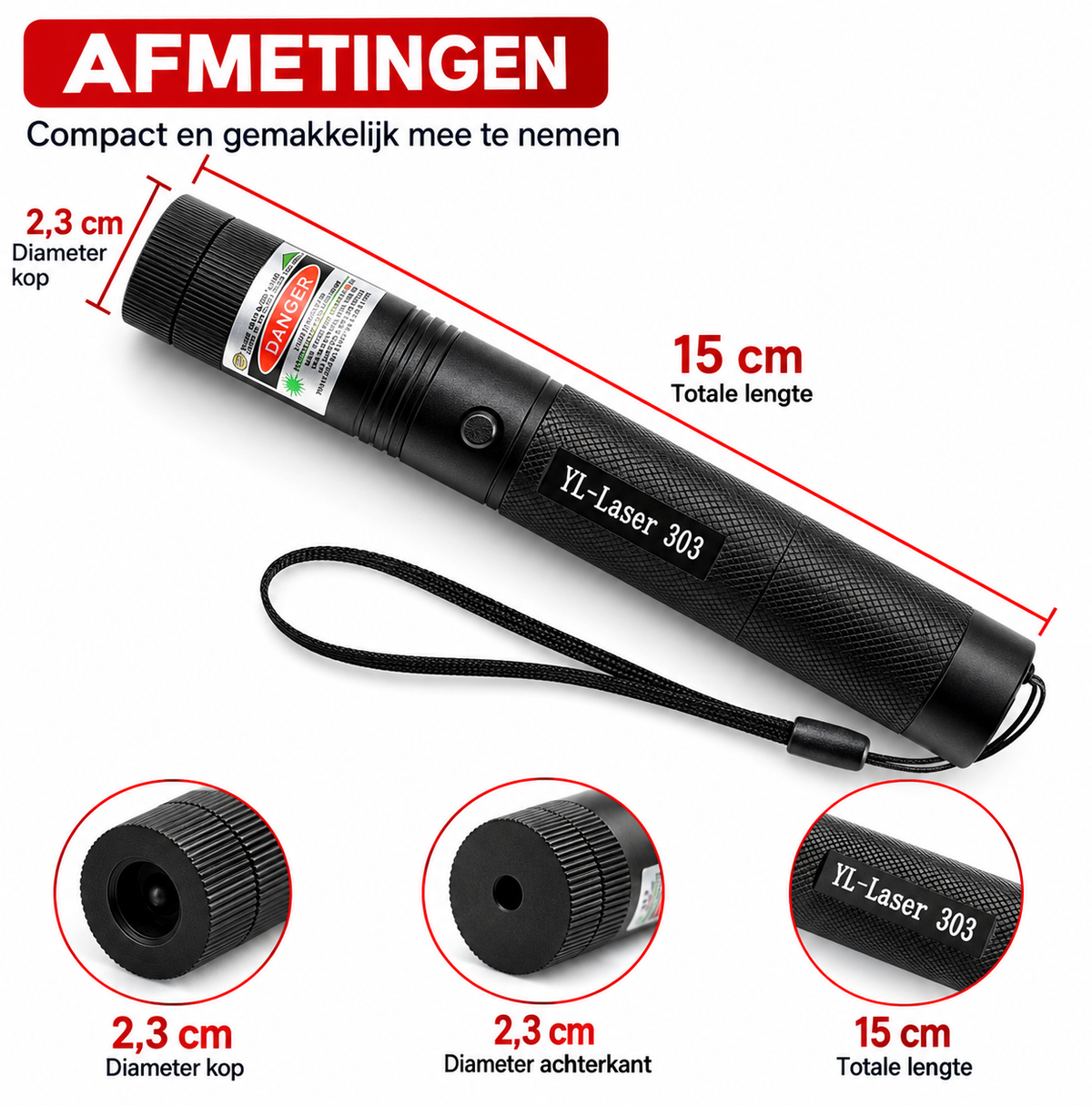 Laserpointer met precisiestraal | Zeer goed zichtbaar, zelfs op grote afstanden, perfect voor nauwkeurigheid bij presentaties en buitenactiviteiten.