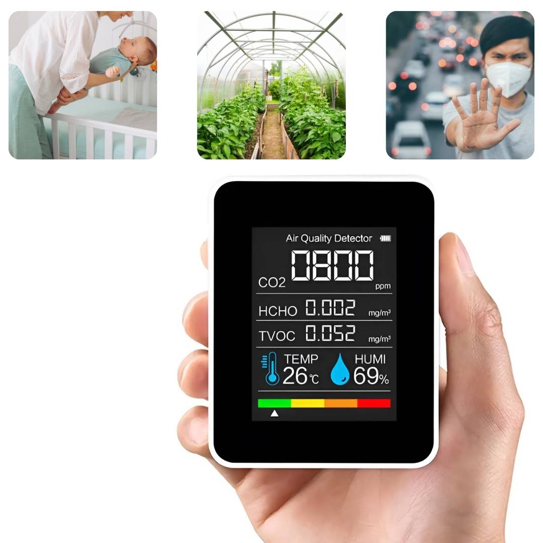 Skanto | CO2 Kooldioxide Monitor - Luchtkwaliteitsdetector met realtime waarschuwingen voor het monitoren van luchtkwaliteit thuis en op kantoor