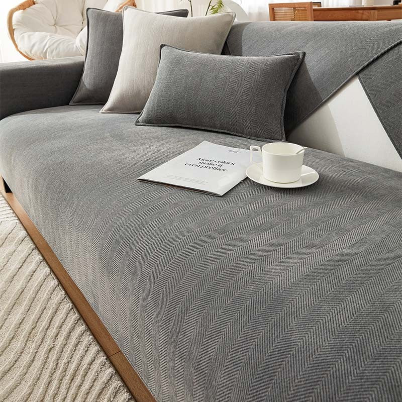 AestheticCover™ | Sofakleed van Chenille-stof met Visgraatpatroon